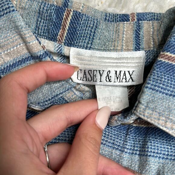 Casey & Max Vintage Button Down Shirt Western Stripes Made in USA Cotton PP29 - Picture 3 of 10